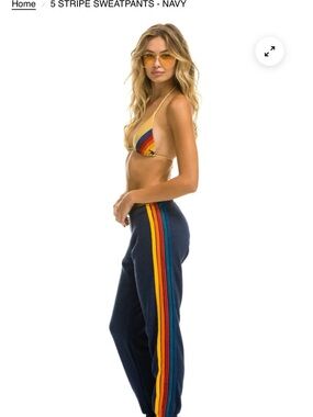 Aviator Nation Navy Five-Stripe Sweatpants - Women's